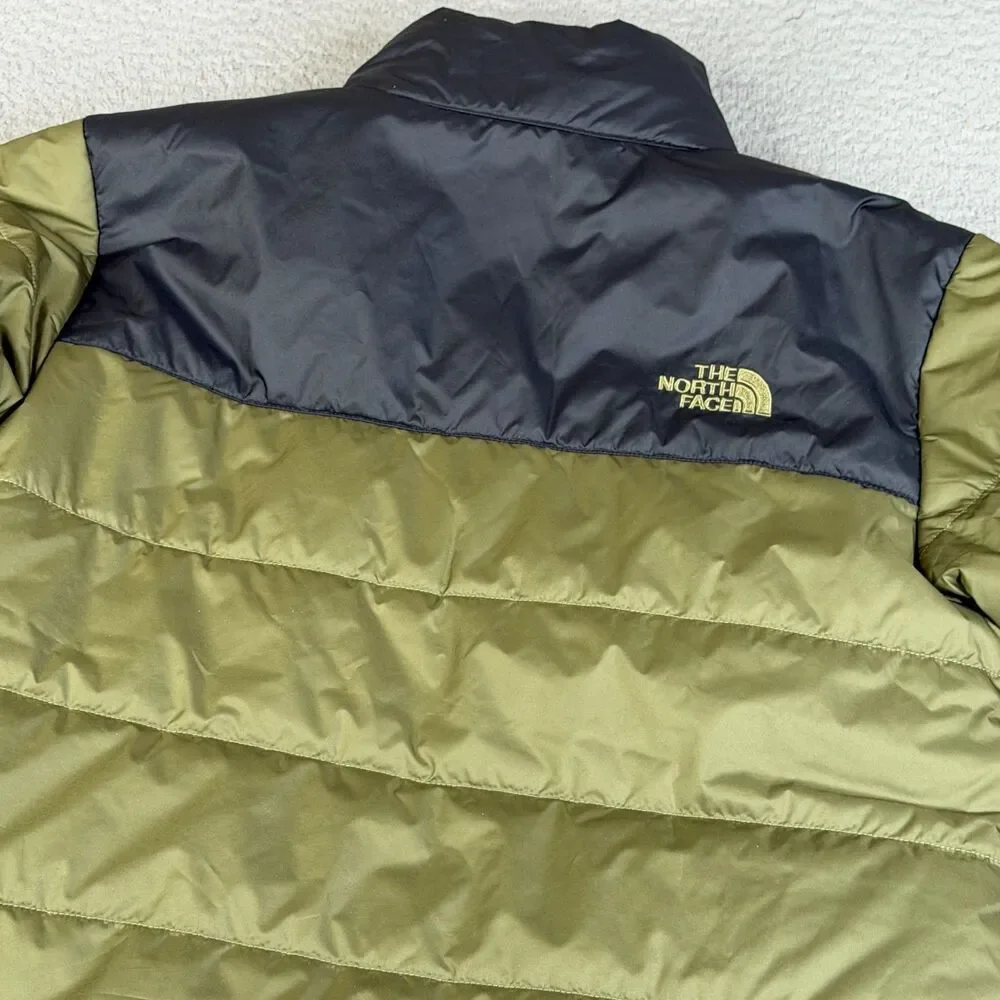 THE NORTH FACE Puffer Jacket Men Small Burnt Olive Green Everyday Insulated Logo